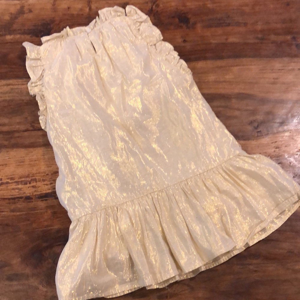 Tea Collection Gold Metallic Ruffle Dress 6 - Picture 9 of 9